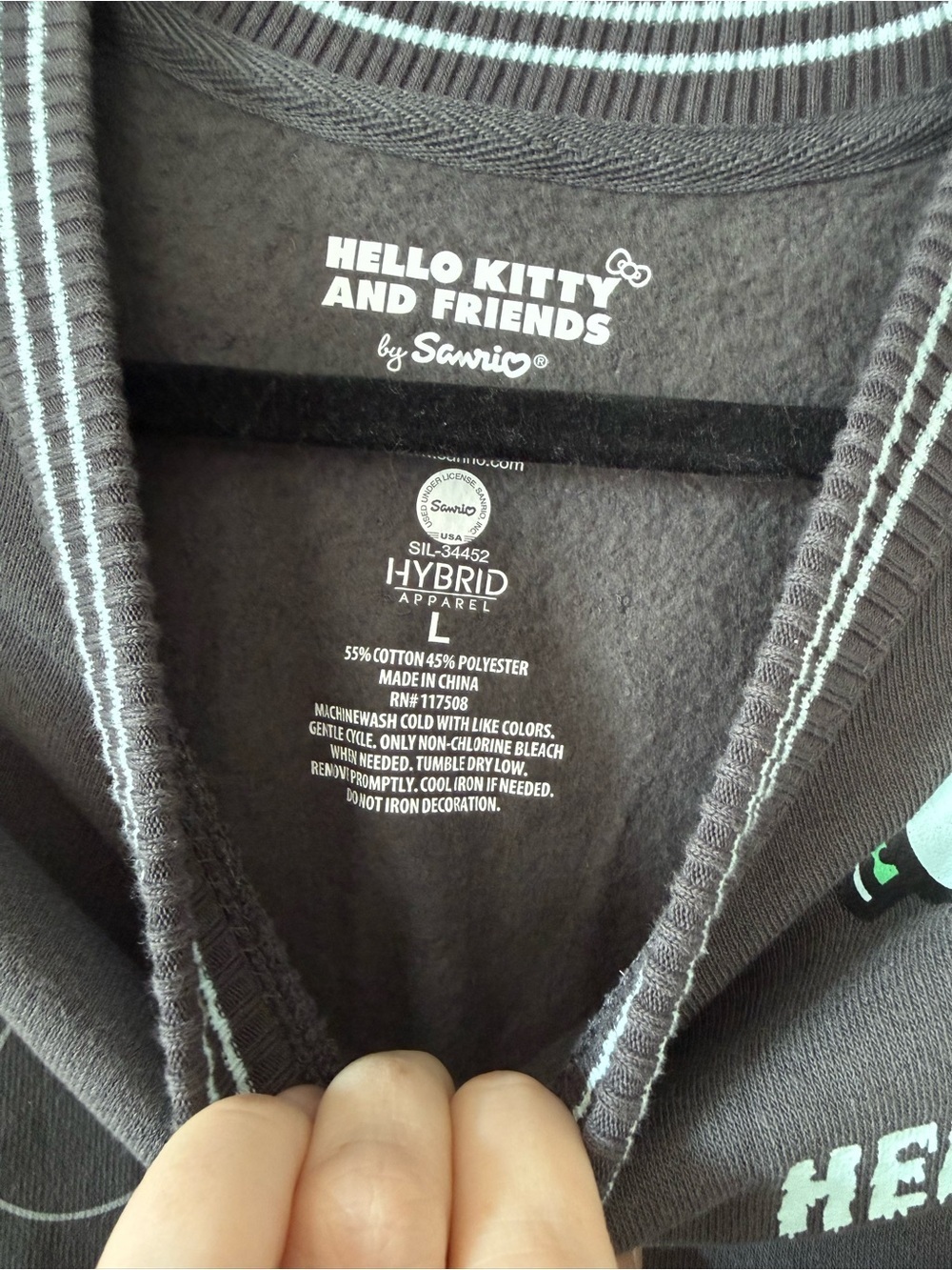 Hello Kitty Black & White Halloween Graphic Sweatshirt - Picture 3 of 3